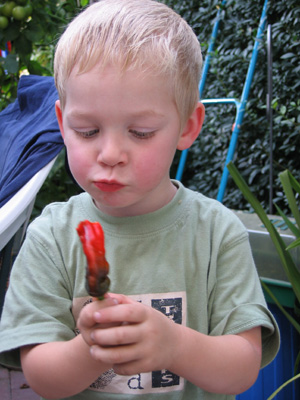 Raphael beim Chili essen